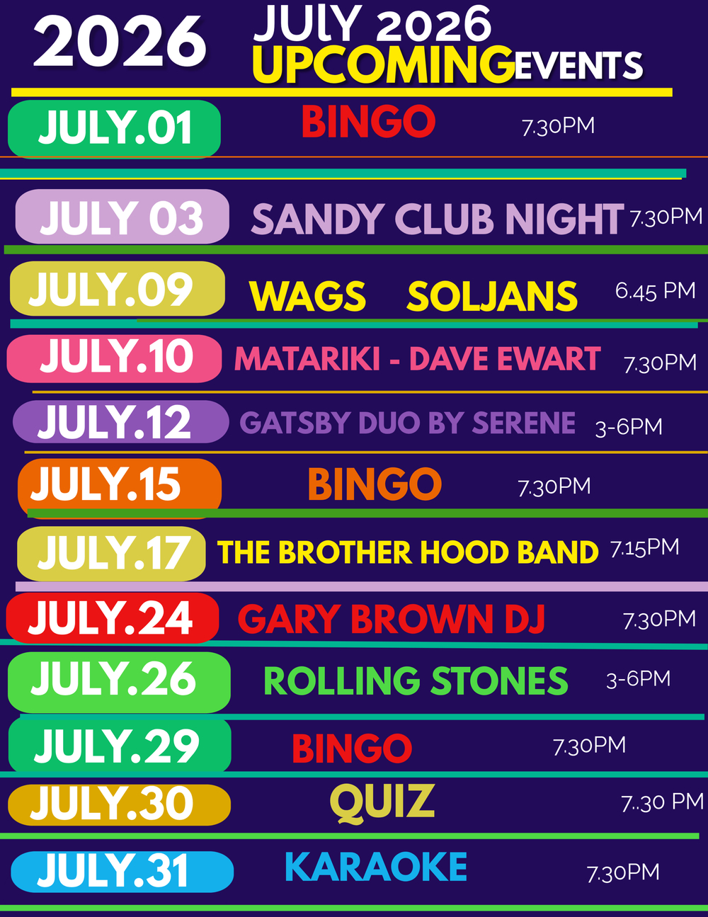 July Upcoming Events