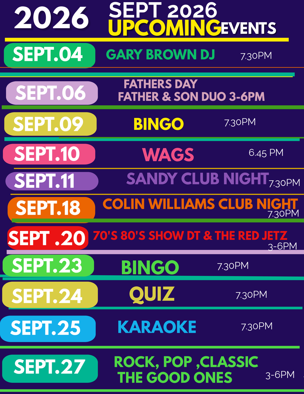 September 2026 Upcoming Events