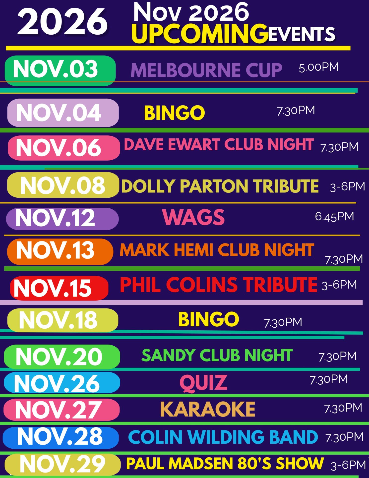 November 2026 Upcoming Events