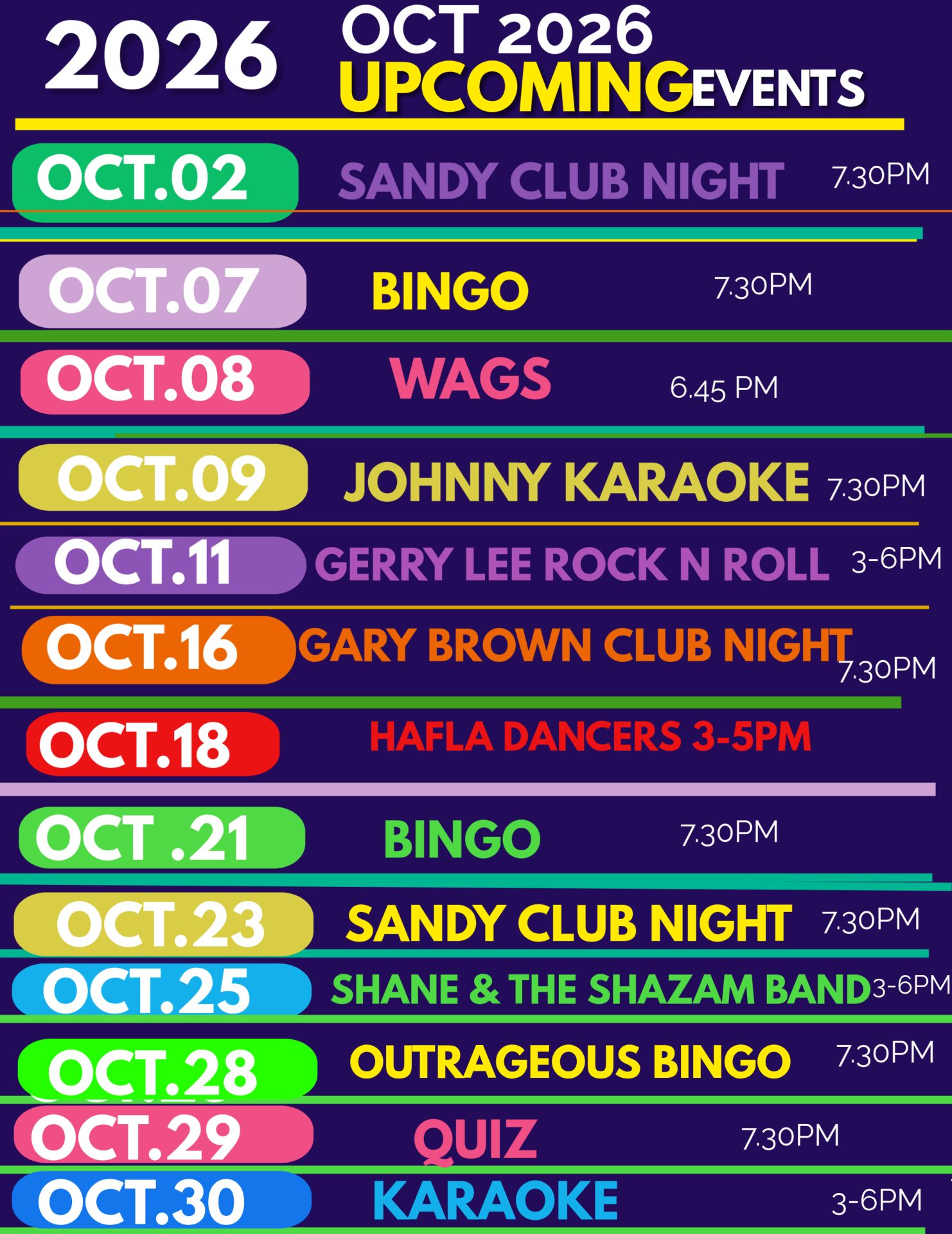 Upcoming Events October 2026